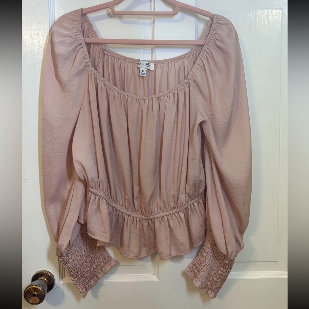 She+Sky Satin Peplum Top